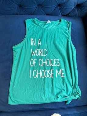 Women's Teal Graphic Tie-Hem Tank Top - I Choose Me
